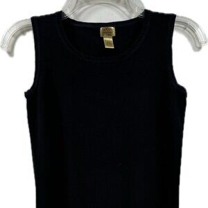 Nue Options Essentials Women Petite Black Sleeveless Pullover Top Ribbed Size PS